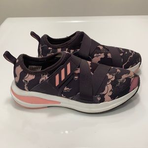Girls Adidas pink/black Runners. Size 2